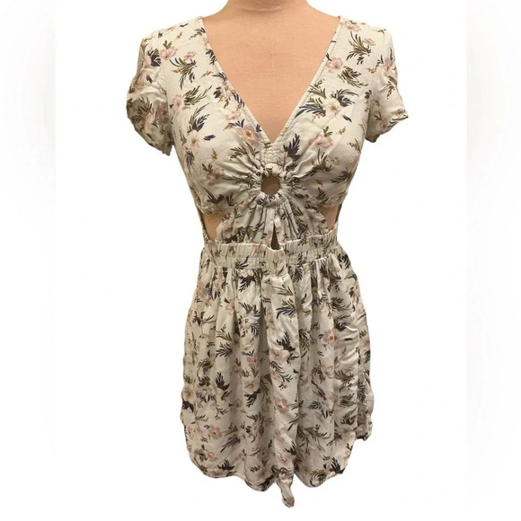 American Eagle Floral Cutout Mini Dress Boho Summer Style XS - Picture 1 of 8